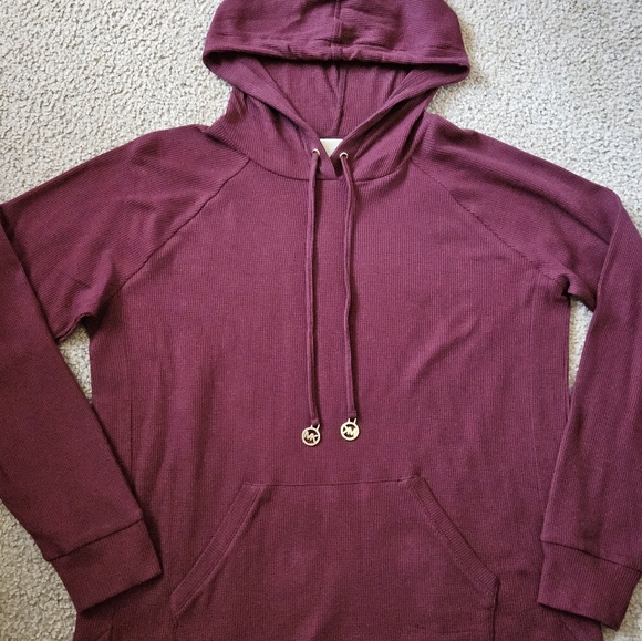 Michael Kors Hooded Knit Thermal in Merlot - Picture 4 of 6
